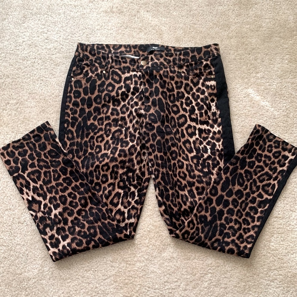 Leopard Print Straight Leg Stretch Jeans With Tuxedo Stripes Size 36 Euro (6-8) - Picture 4 of 16